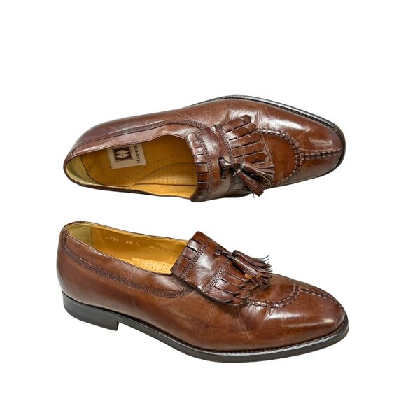 Magnanni Brown Leather Kiltie Tassel Split Toe Dress Loafer Shoes - Picture 10 of 10
